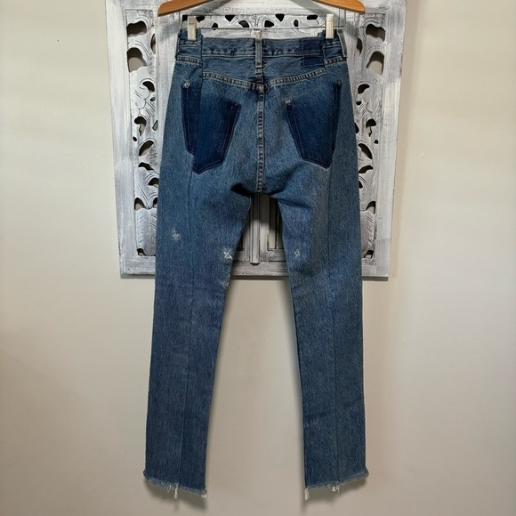 NWT EB Denim Split Hem OGs Vintage Blue 501 Up Cycled High Waist Jeans - Picture 8 of 16